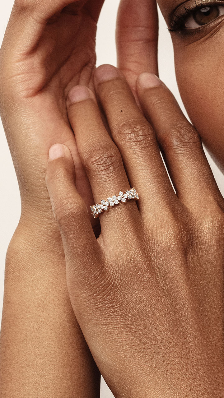 Alliance Diamants Pétales de Trèfle Or 18k Chanceuse Amantys