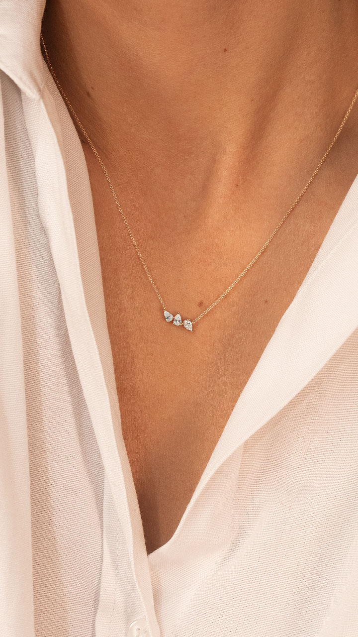 Collier diamants taille poire 0,29 ct Or 18k Audacieux Amantys