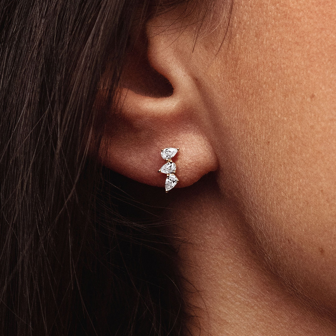 Boucles d'oreilles en diamants modèle Audacieuses 3 Poires de la Maison Amantys