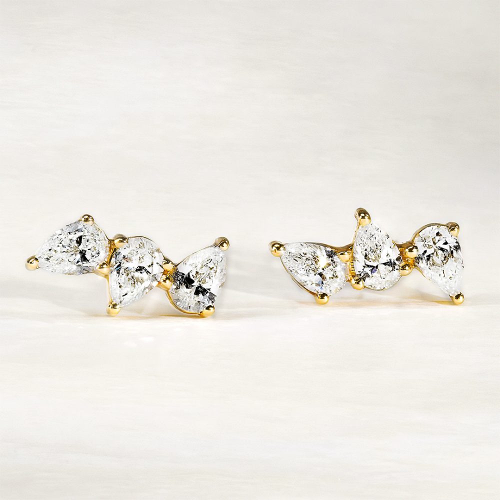 Boucles d'oreilles en diamants modèle Audacieuses 3 Poires de la Maison Amantys