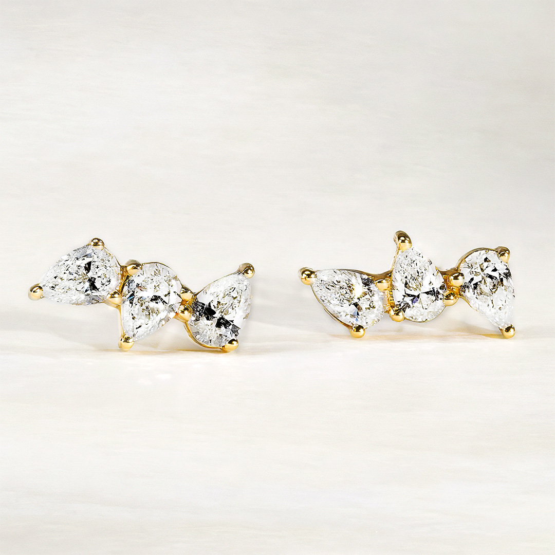 Boucles d'oreilles en diamants modèle Audacieuses 3 Poires de la Maison Amantys