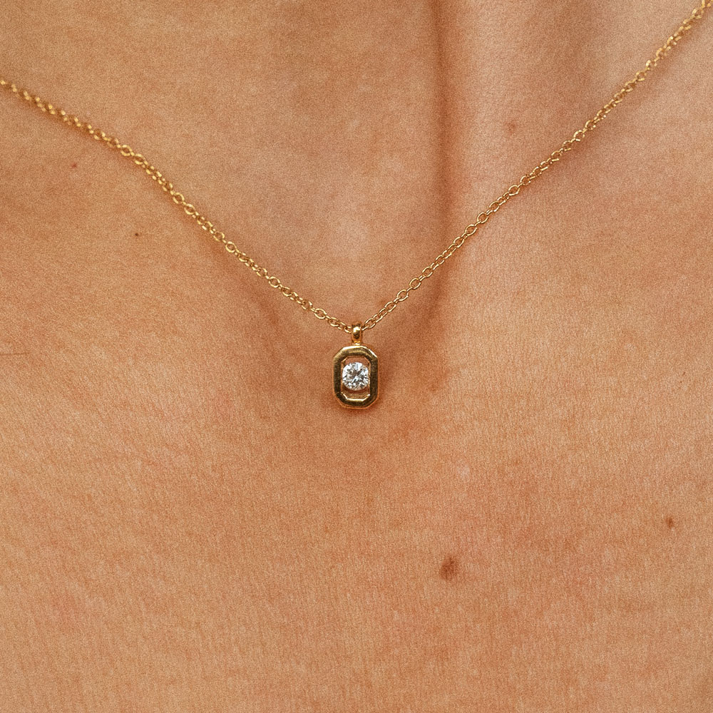 Collier Vendôme taille rond avec chaîne en Or 18k | Amantys