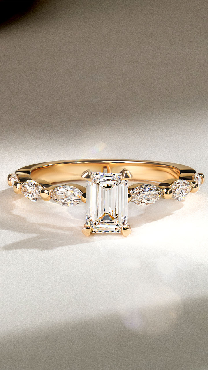Bague De Fiançailles Diamant Simulé Taille Marquise Plaquée Or - Personnalisable - Toutes Tailles